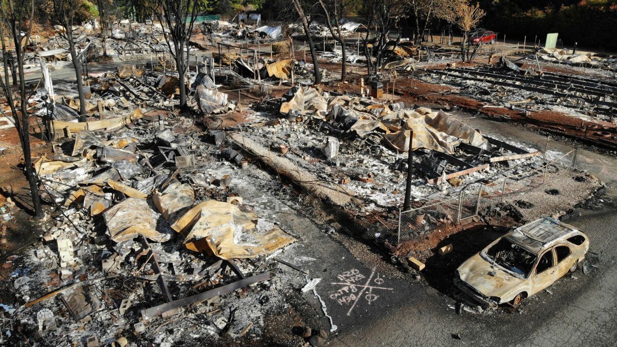 The Camp fire was the deadliest and most destructive wildfire in California history. Above, a scene from November in Paradise.