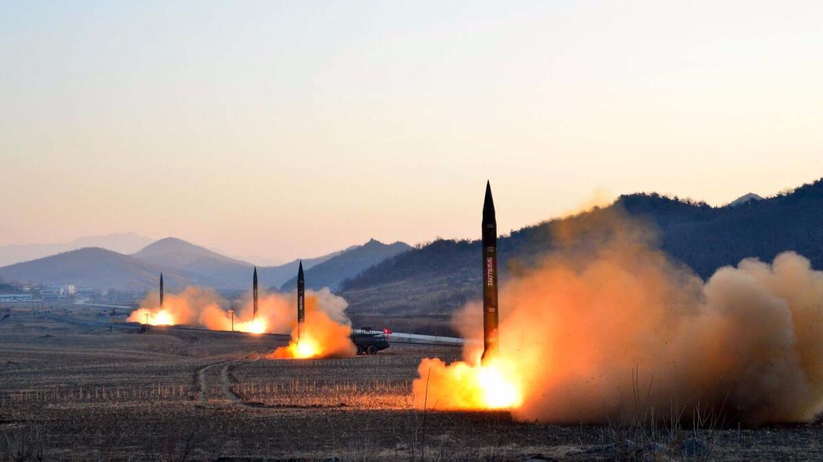 The launch of four ballistic missiles by the Korean People's Army (KPA) during a military drill at an undisclosed location in North Korea earlier this month.
