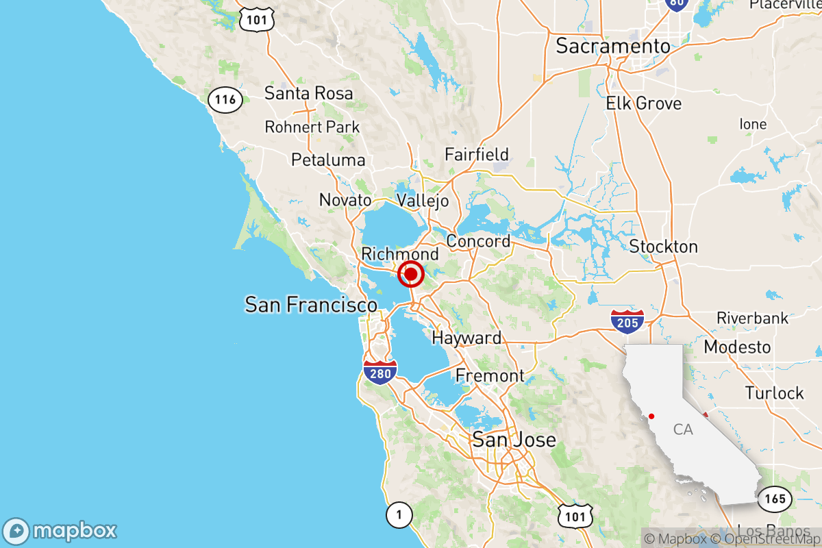 A map of the Bay Area shows the epicenter of the earthquake.