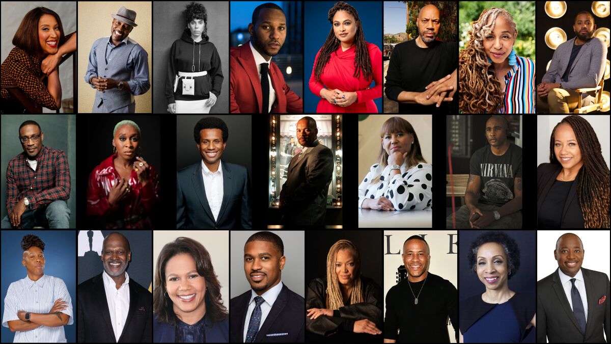 A photo grid of 23 entertainment industry leaders interviewed about George Floyd, race and Hollywood
