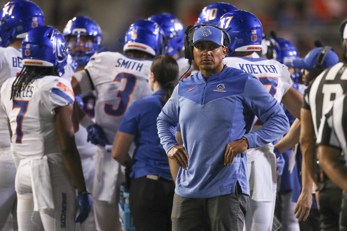 Boise State head coach Andy Avalos replaced his offensive coordinator after last week's loss at UTEP.