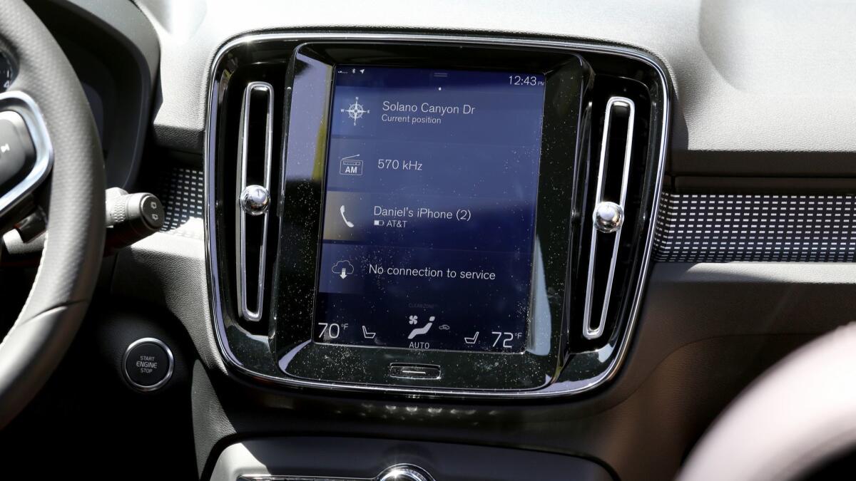 The XC40’s 9-inch Sensus touch-screen system controls nearly all of the SUV’s functions.