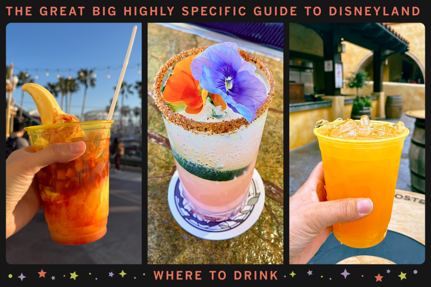 A framed triptych of 3 beverages from Disneyland
