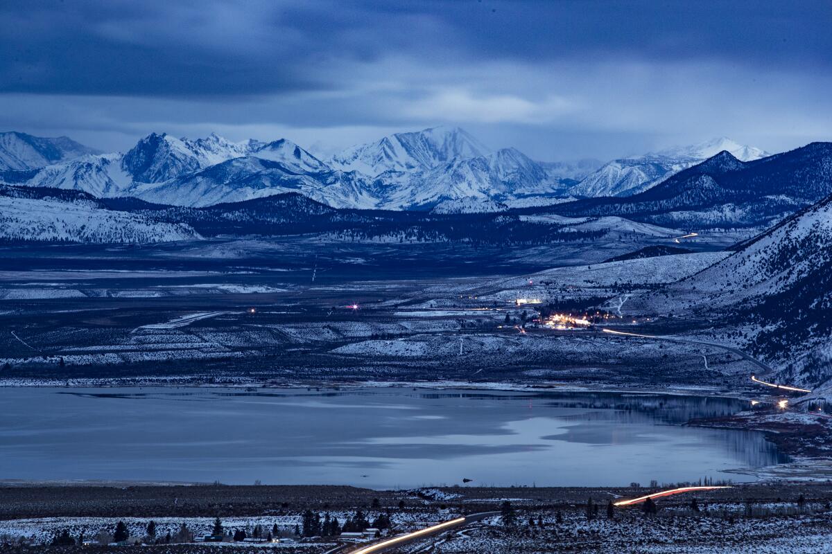 Mono Lake and the town of Lee Vining