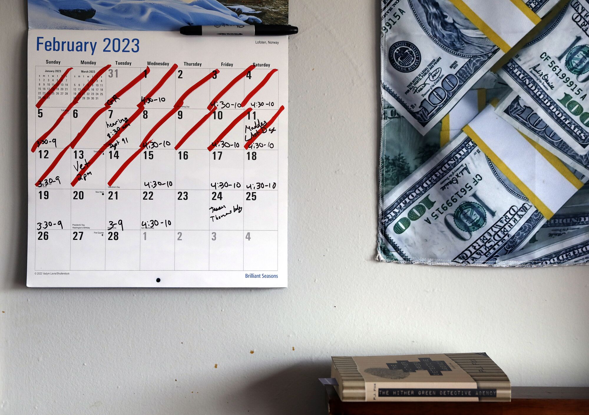 A calendar inside Graham's apartment marks her February eviction court date.