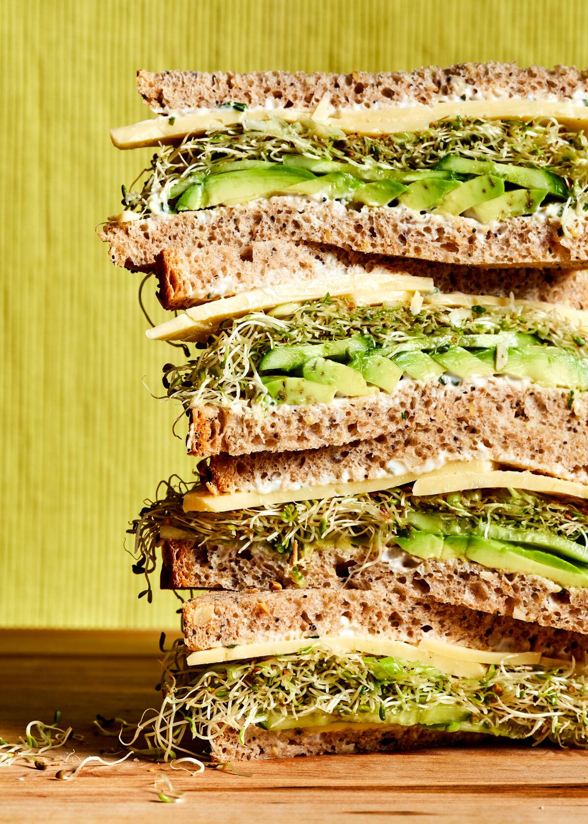 Two vegetarian sandwiches, prepared by cooking columnist Ben Mims.