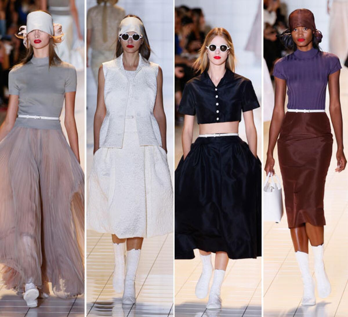 Looks from the Rochas spring-summer 2013 runway collection shown during Paris Fashion Week.