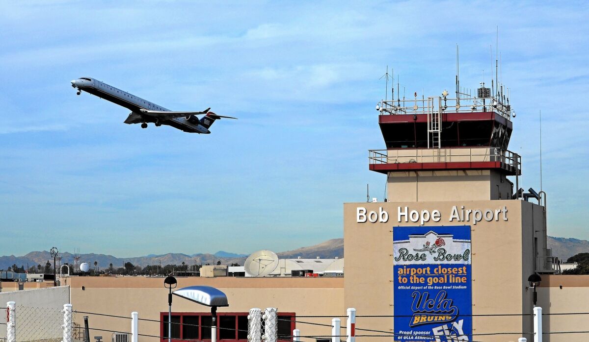Bob Hope Airport officials hope a promotional effort aimed at college sports fans increases use of the Burbank facility.