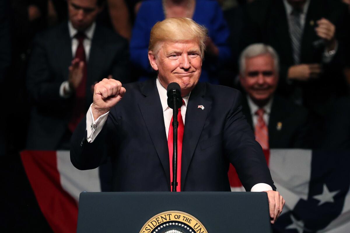 Trump speaks about policy changes he is making toward Cuba at the Manuel Artime Theater in the Little Havana neighborhood on June 16, 2017 in Miami, Florida.