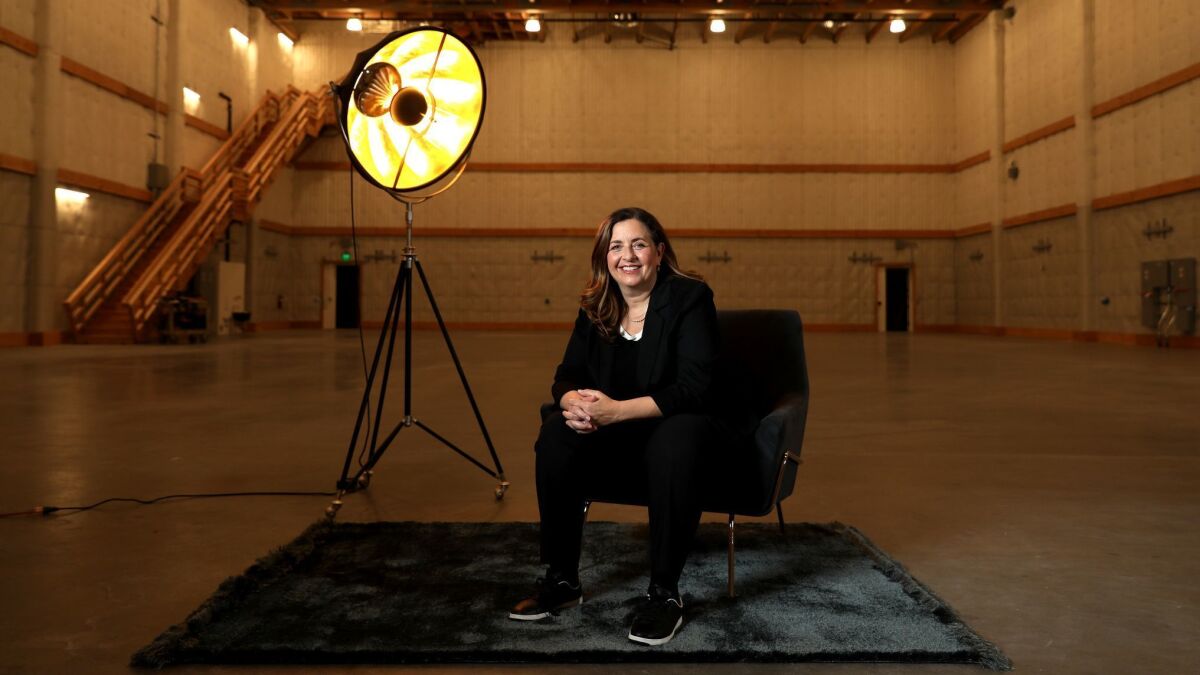 Susanne Daniels, YouTube's head of original content, inside the YouTube sound stage at the Spruce Goose hangar in Playa Vista.