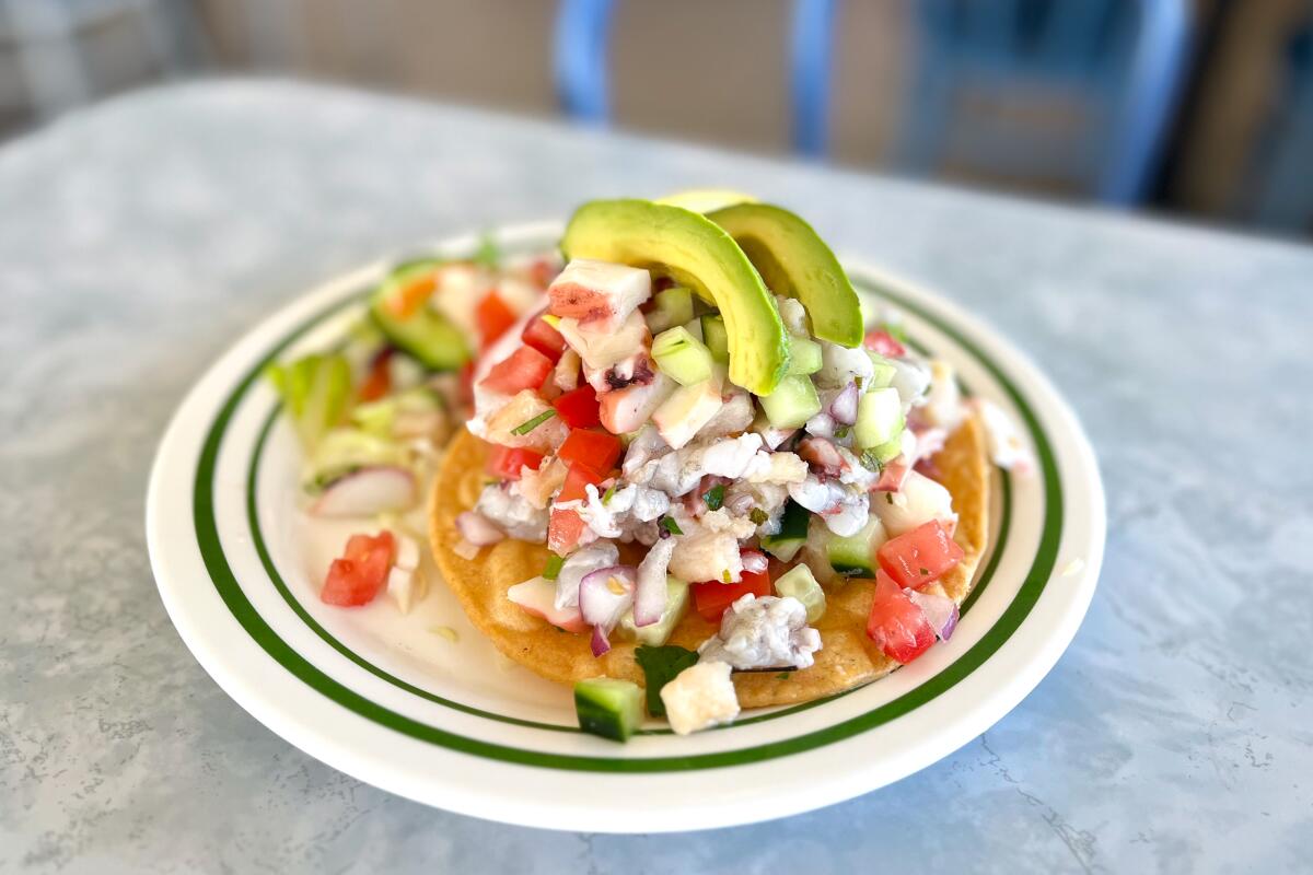 Tostada Mixta from Colima Mexican & Seafood Restaurant in Santa Ana.