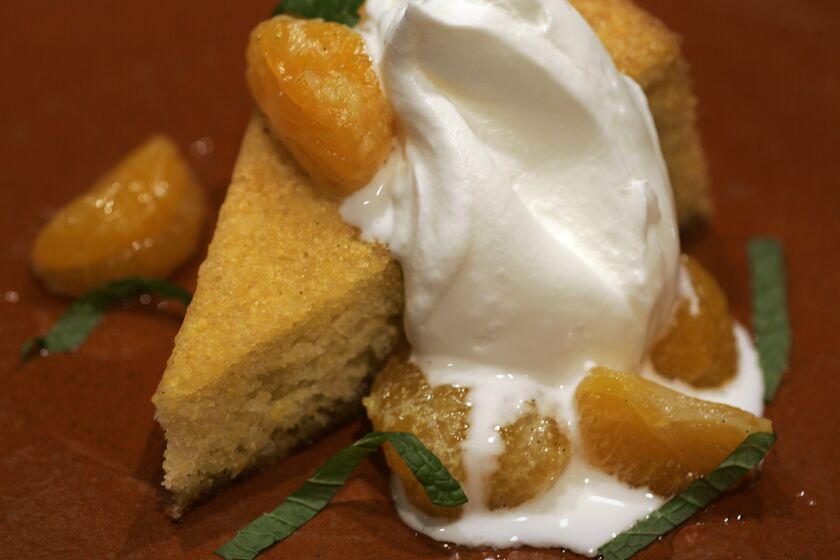 Recipe: Olive oil cake with creme fraiche and candied tangerines