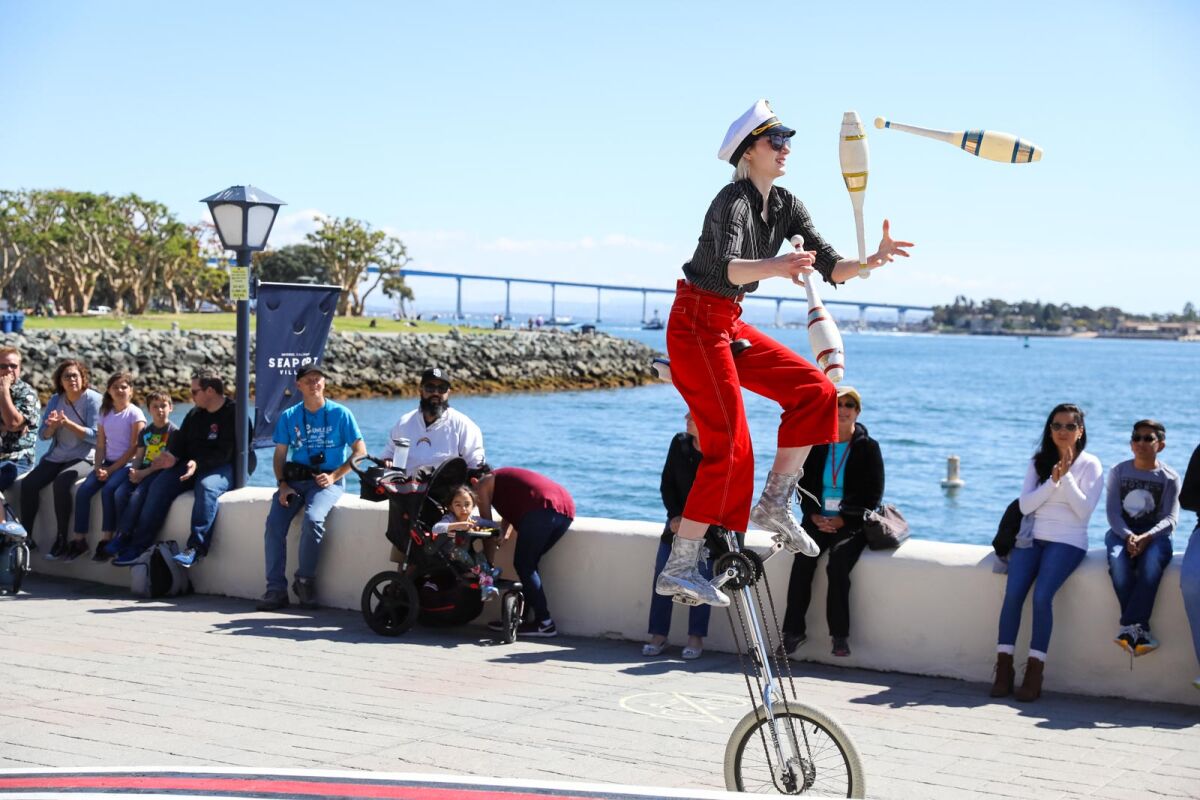A scene from Seaport Village's annual Busker Festival.