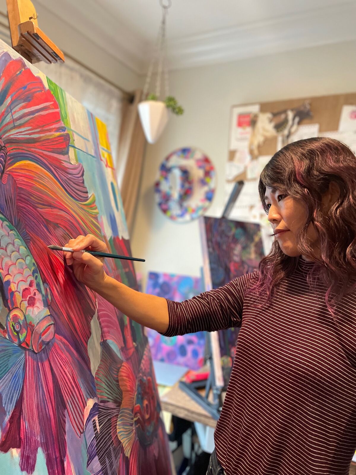 La Jolla artist Mieko Anekawa expresses herself through bold paintings.