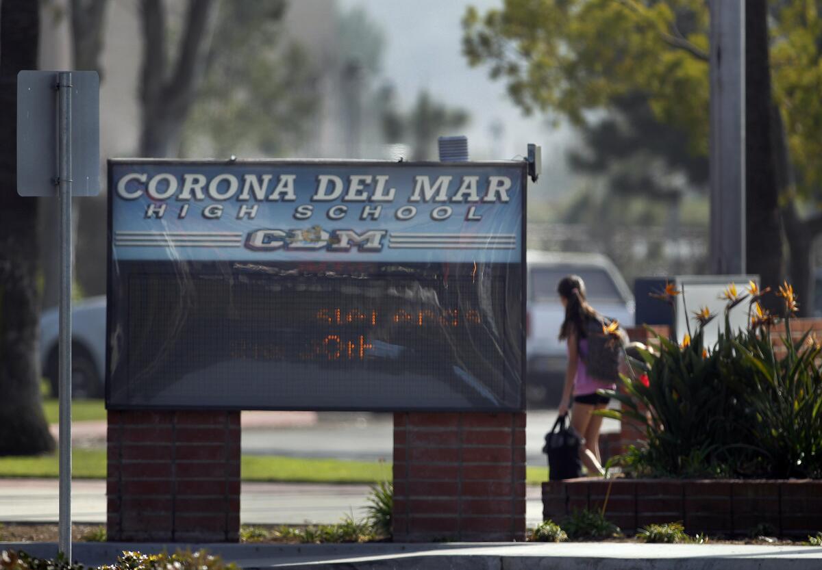 A view of Corona del Mar High School Mar in 2014.