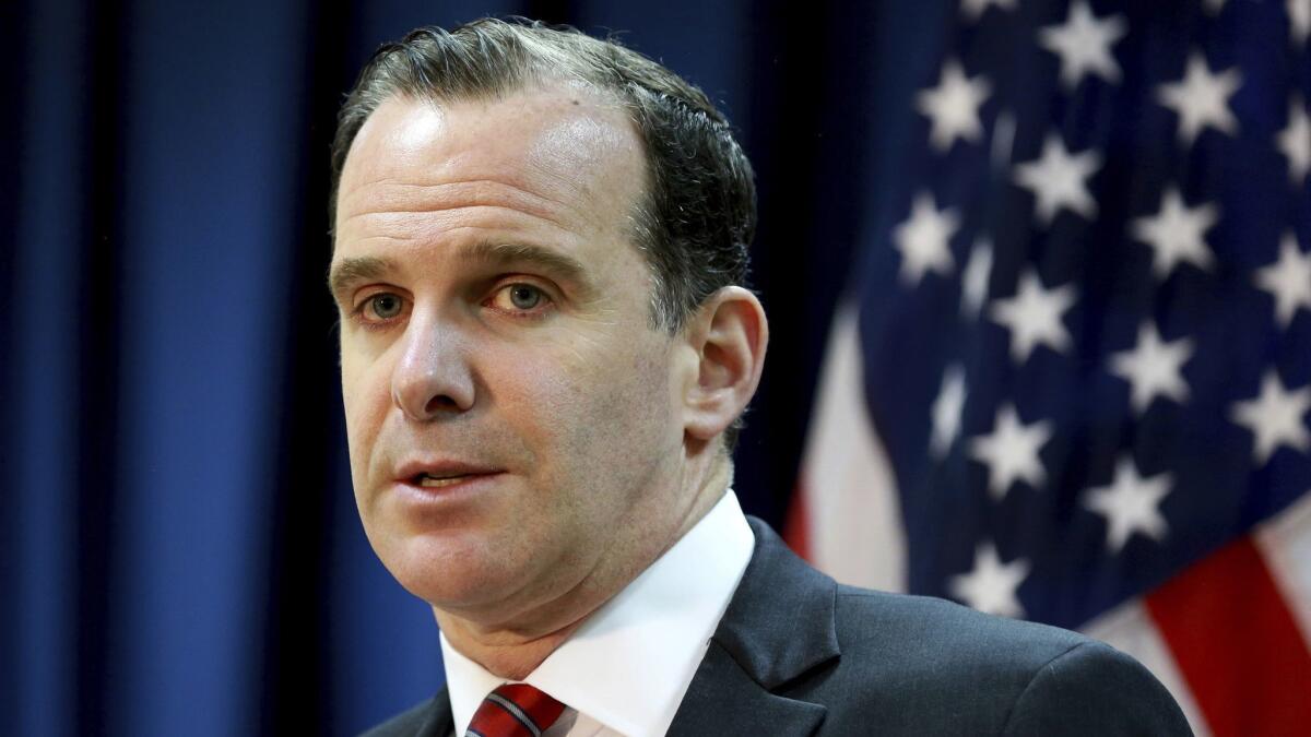 Brett McGurk, the U.S. envoy for the global coalition against Islamic State, has resigned in protest.