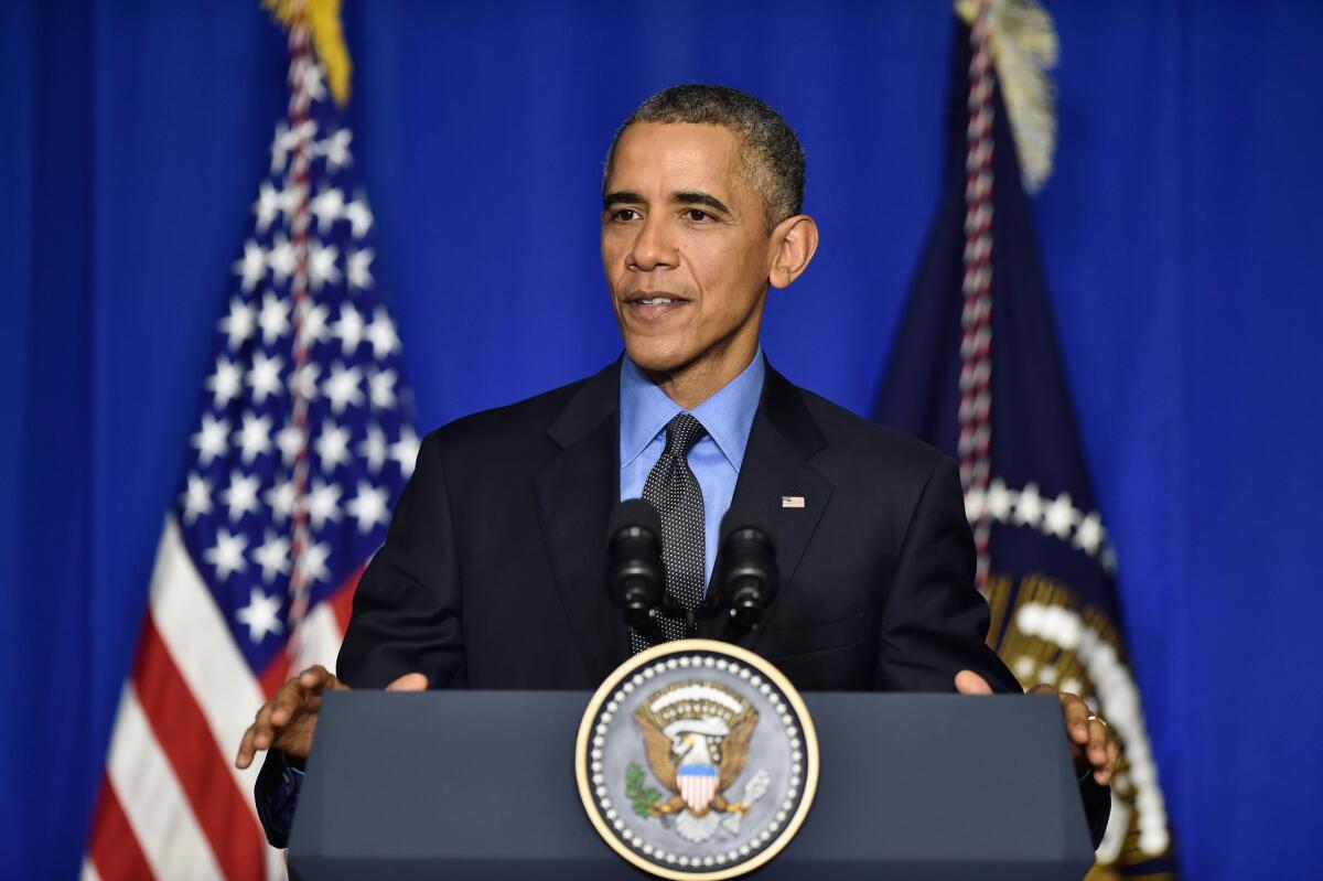 President Obama makes a speech during a press conference on Dec. 1, 2015 in Paris, France.