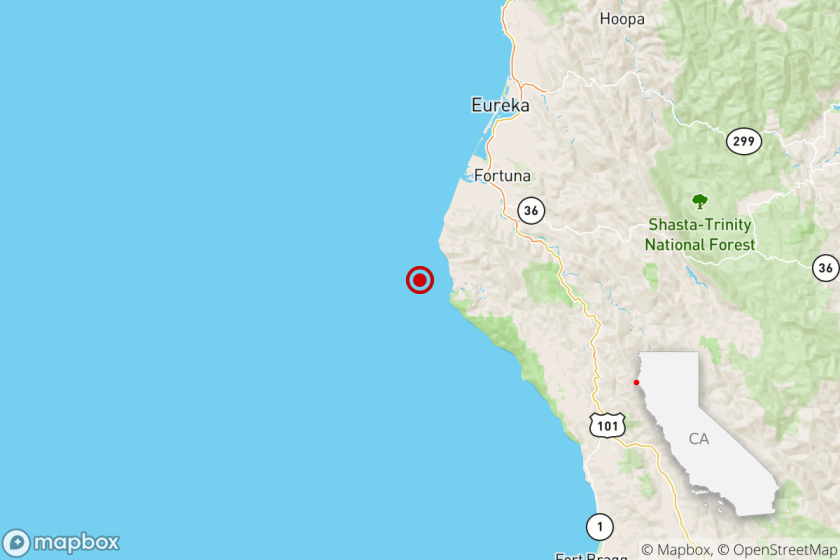 A magnitude-3.4 earthquake was reported at 6:12 a.m. Sunday near Fortuna, Calif.