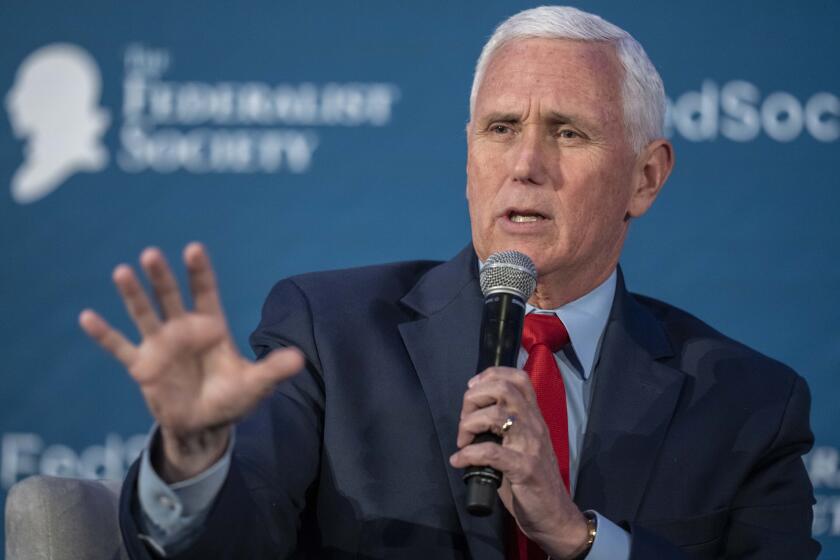 Former Vice President Mike Pence speaks at the Federalist Society Executive Branch Review conference