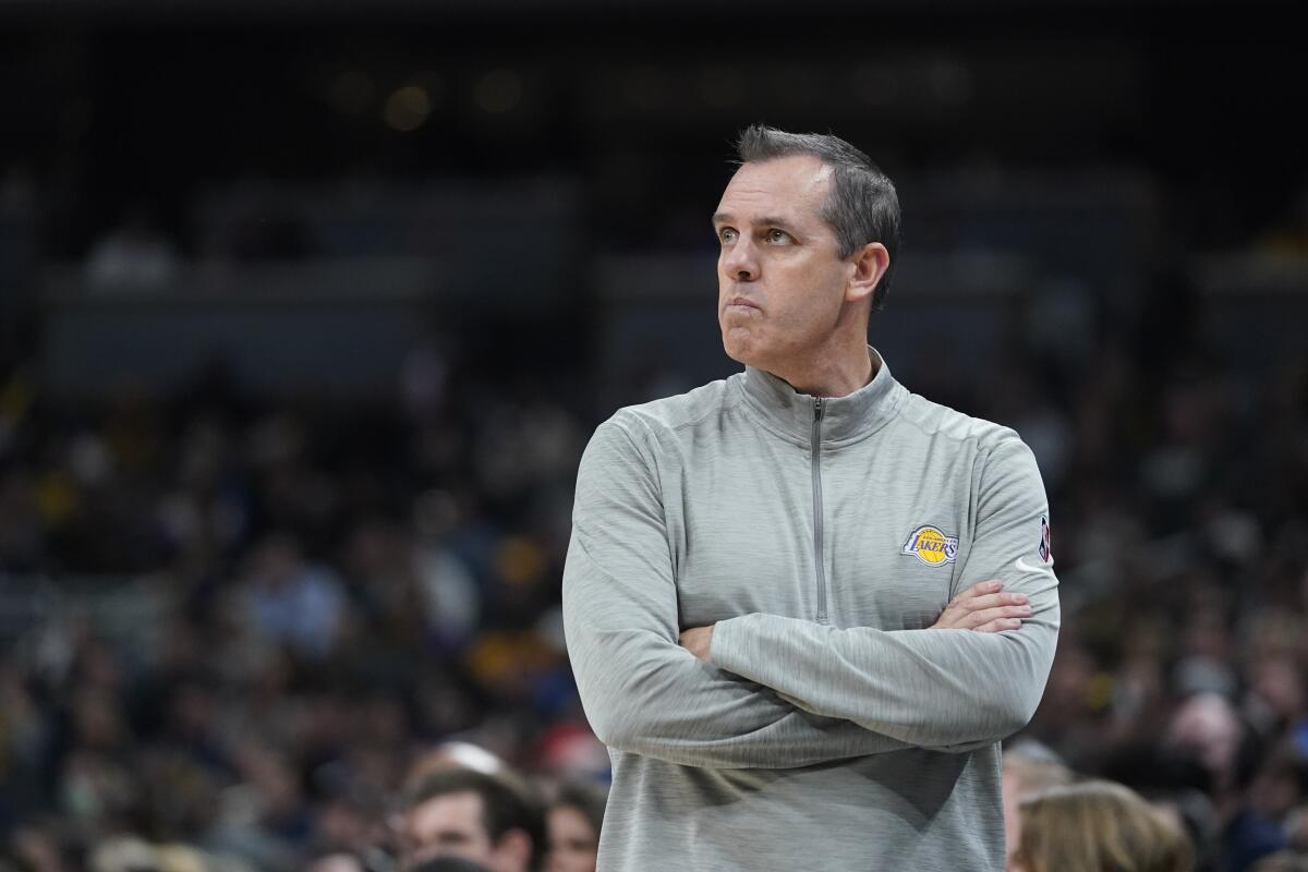 Lakers coach Frank Vogel watches during a win over the Indiana Pacers on Nov. 24.