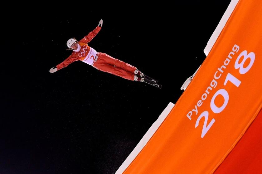 TOPSHOT - Belarus' Hanna Huskova takes a warm up run ahead of the women's aerials final event during the Pyeongchang 2018 Winter Olympic Games at the Phoenix Park in Pyeongchang on February 16, 2018. / AFP PHOTO / Martin BUREAUMARTIN BUREAU/AFP/Getty Images ** OUTS - ELSENT, FPG, CM - OUTS * NM, PH, VA if sourced by CT, LA or MoD **