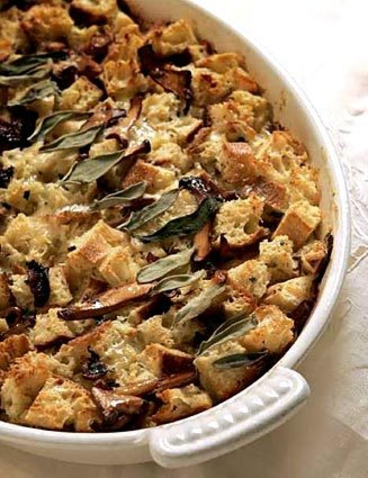 This savory bread pudding is studded with chanterelles.