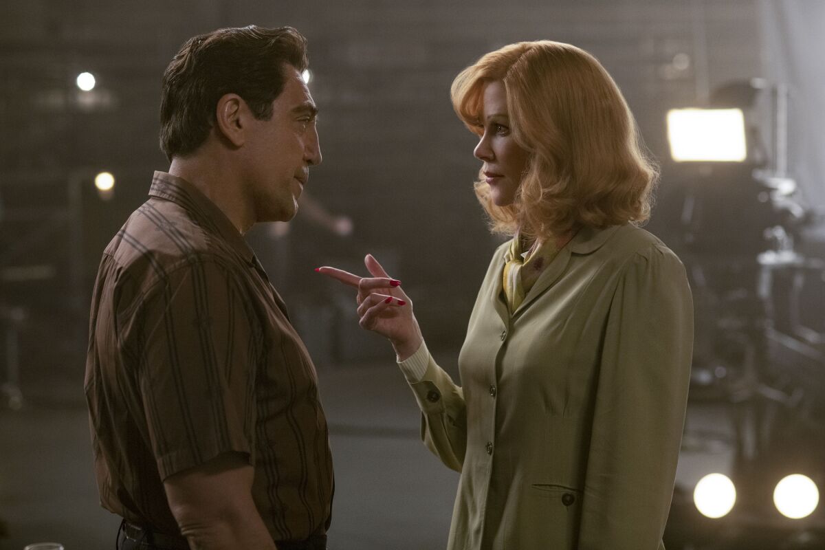 Javier Bardem as Desi Arnaz and Nicole Kidman as Lucille Ball in "Being the Ricardos."