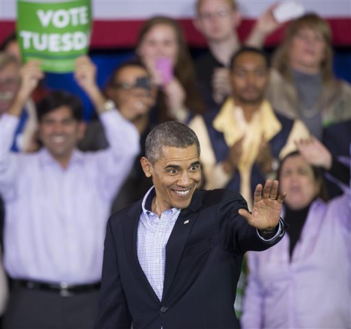 President Obama campaigns for Virginia Democratic gubernatorial candidate Terry McAuliffe in Arlington, Va.