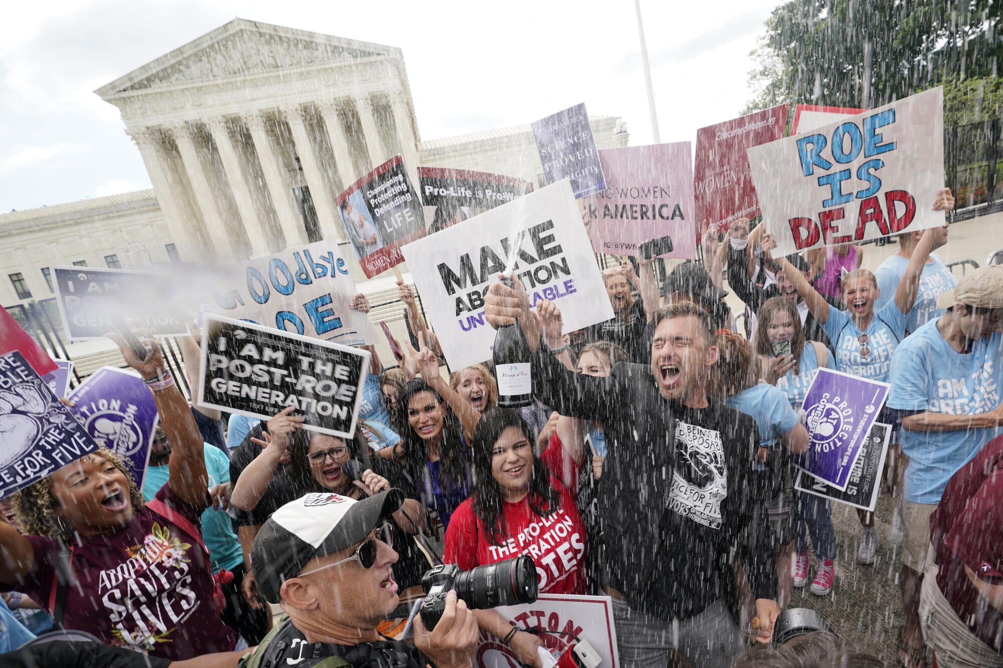 A celebration outside the Supreme Court after a decision by the court to overturn the landmark Roe vs. Wade decision