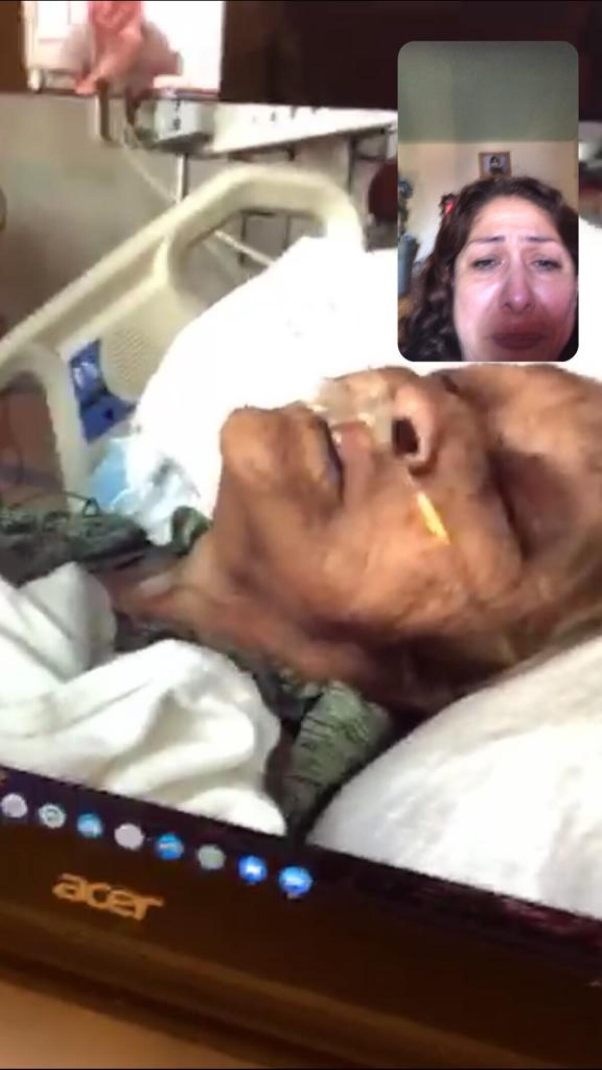 Rocio Rebollar Gomez spends time with her mother virtually after her mother was hospitalized from a fall