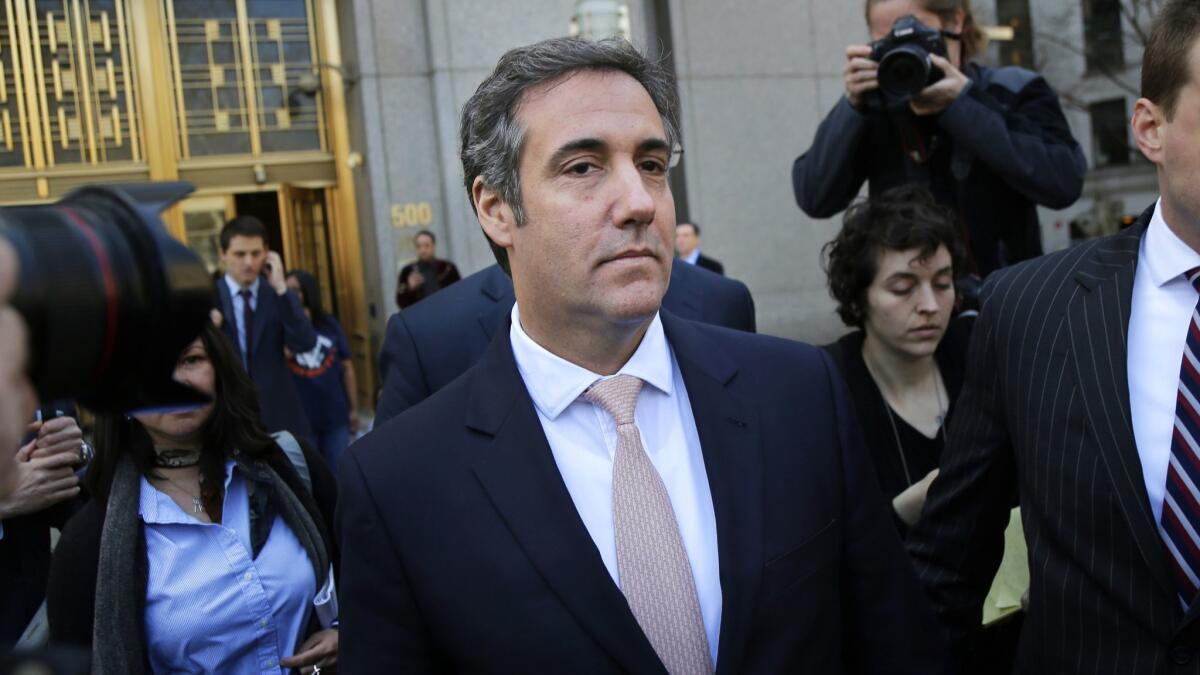 Michael Cohen leaves federal court in New York in April.