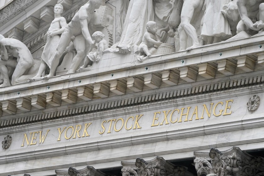 The New York Stock Exchange name is shown on the building.