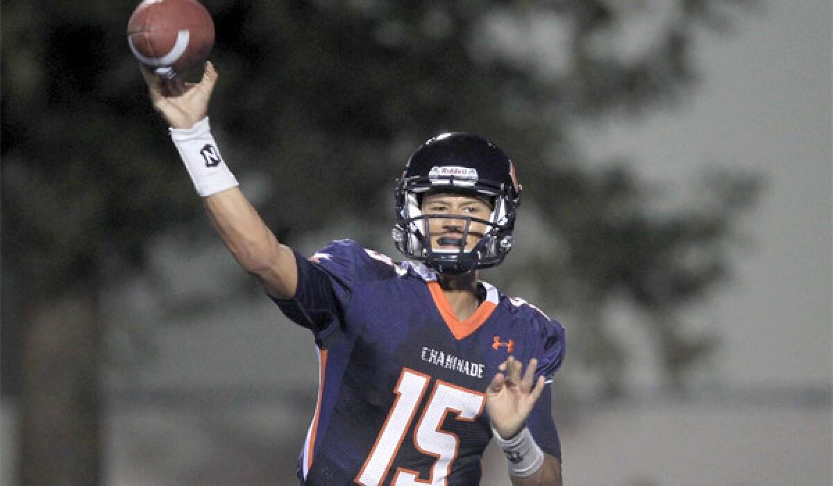West Hills Chaminade quarterback Brad Kaaya connected with his receivers on 16 of 26 passes for 183 yards during a 21-14 victory over Westlake Village Oaks Christian on Thursday.