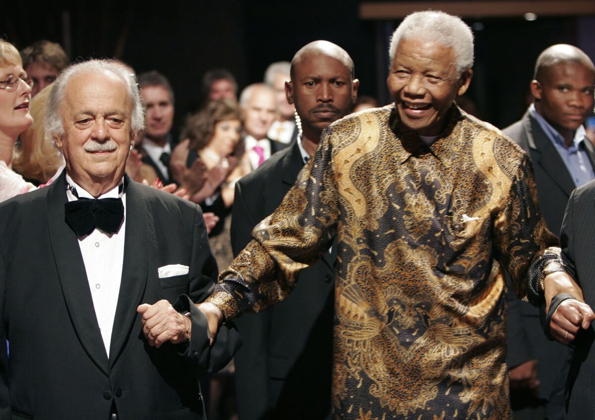 George Bizos, left, and Nelson Mandela in 2008.