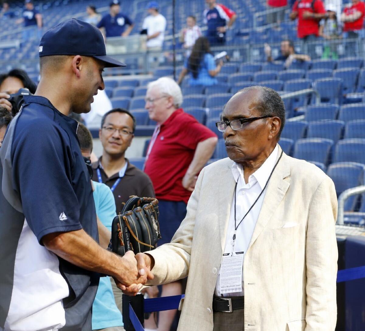 Bernando LaPallo meets Yankees captain Derek Jeter.