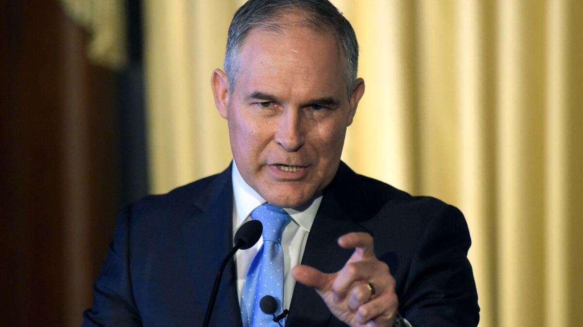 Environmental Protection Agency (EPA) Administrator Scott Pruitt speaks in Washington on Feb. 21.