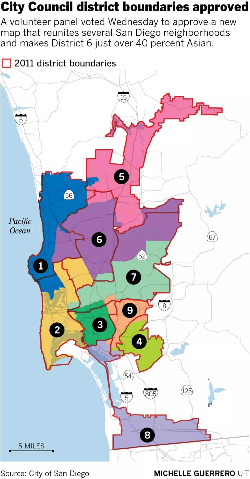 San Diego County City Limits Map Panel Gives Final Ok To New San Diego City Council Boundaries That Reunite  Neighborhoods - The San Diego Union-Tribune