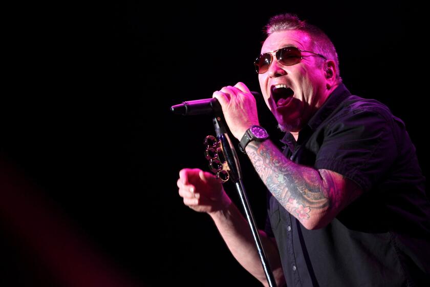 Steve Harwell performs with Smash Mouth at the Greek Theatre in Los Angeles in 2014.