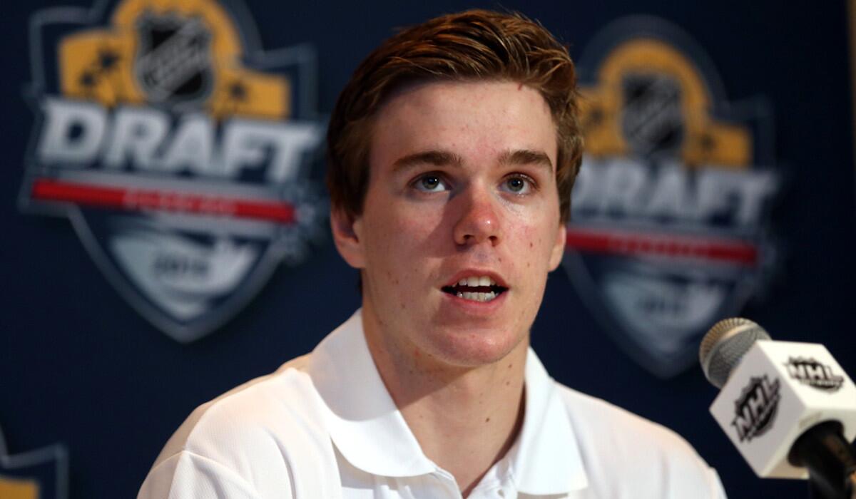 Connor McDavid attends the Top Prospects Media Opportunity at the Westin Ft. Lauderdale Beach Resort on Thursday in Sunrise, Florida.