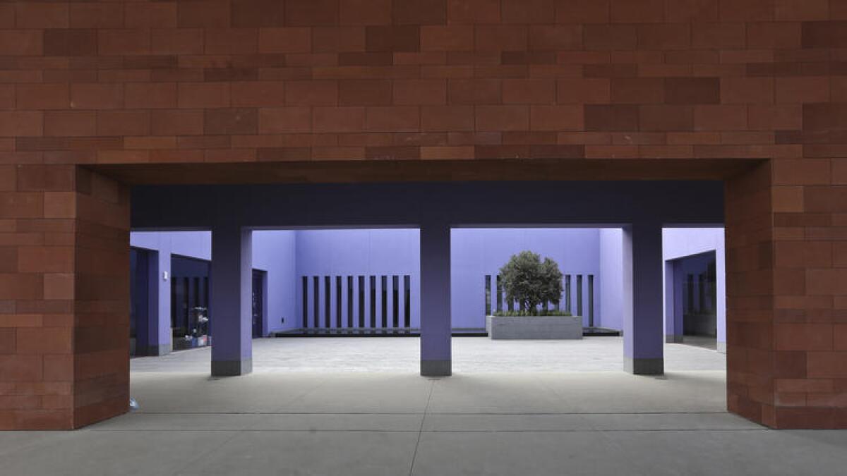 The courtyard entrance to the Cross Border Xpress terminal at Tijuana International Airport.