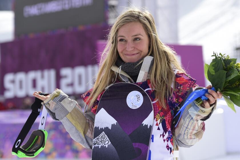 U.S. snowboarder Jamie Anderson (shown here at 2014 Sochi Winter Games) will appear at a pool party Sunday at the Palazzo in Las Vegas.