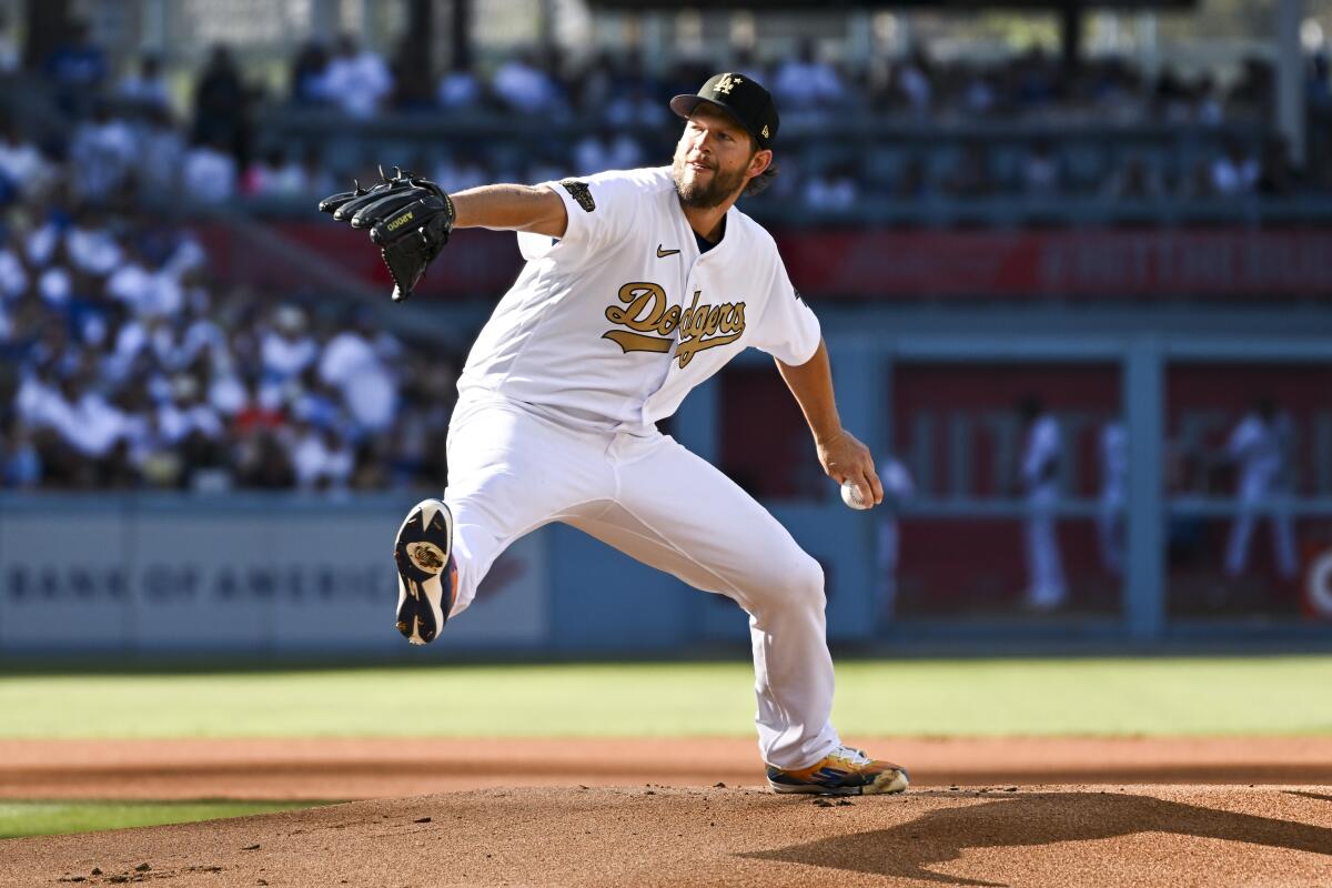 Dodgers pitcher Clayton Kershaw delivers during the first inning.
