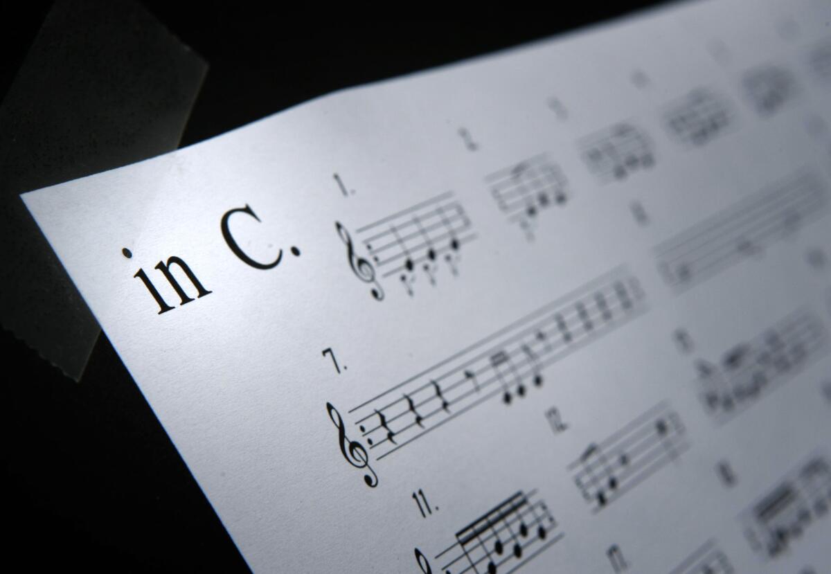 Sheet music for "In C," the Terry Riley composition credited with pioneering the Minimalist movement.