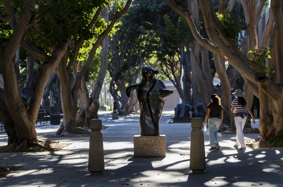 Joan Miró's "Mère Ubu" stands in the Franklin D. Murphy Sculpture Garden at UCLA.