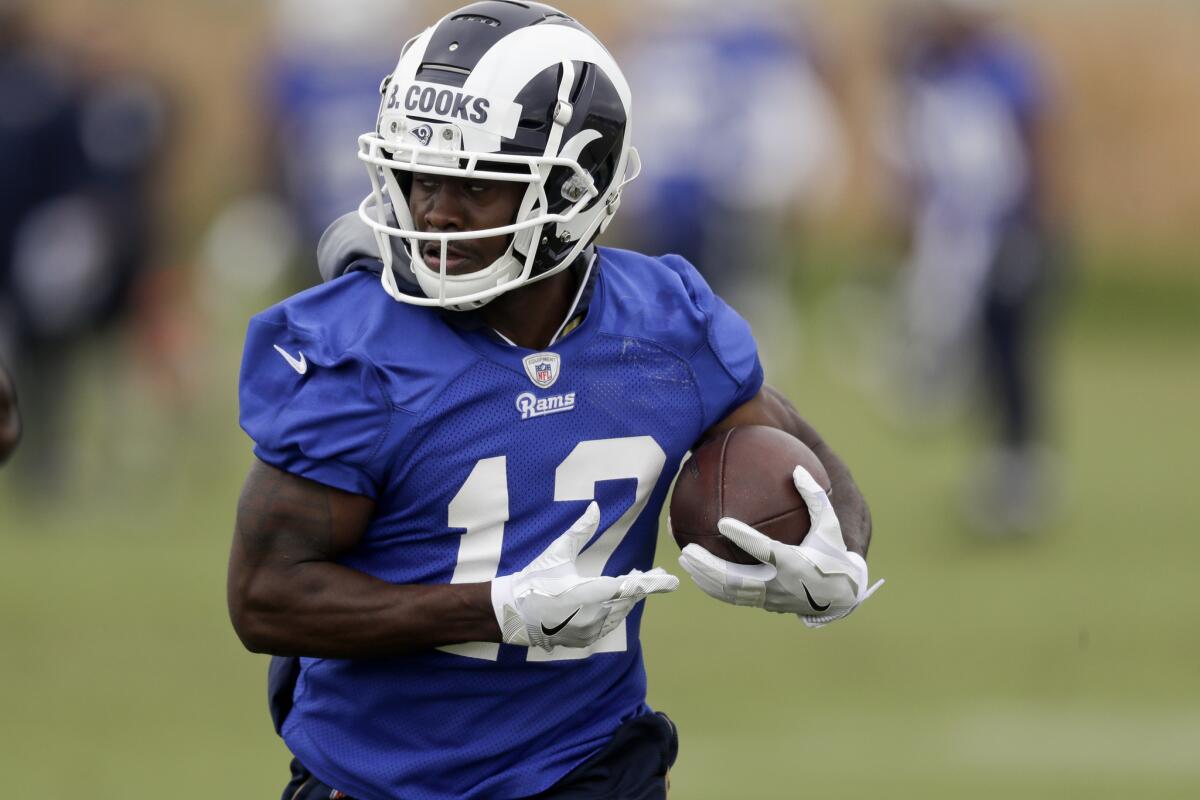 Brandin Cooks during practice in Thousand Oaks.