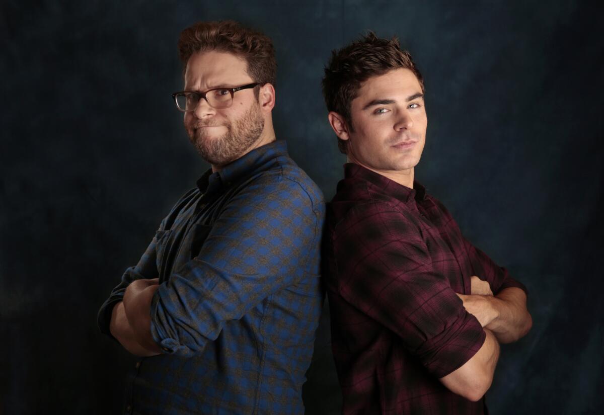 Neighbors' stars Zac Efron and Seth Rogen form a fraternity of dude - Los  Angeles Times