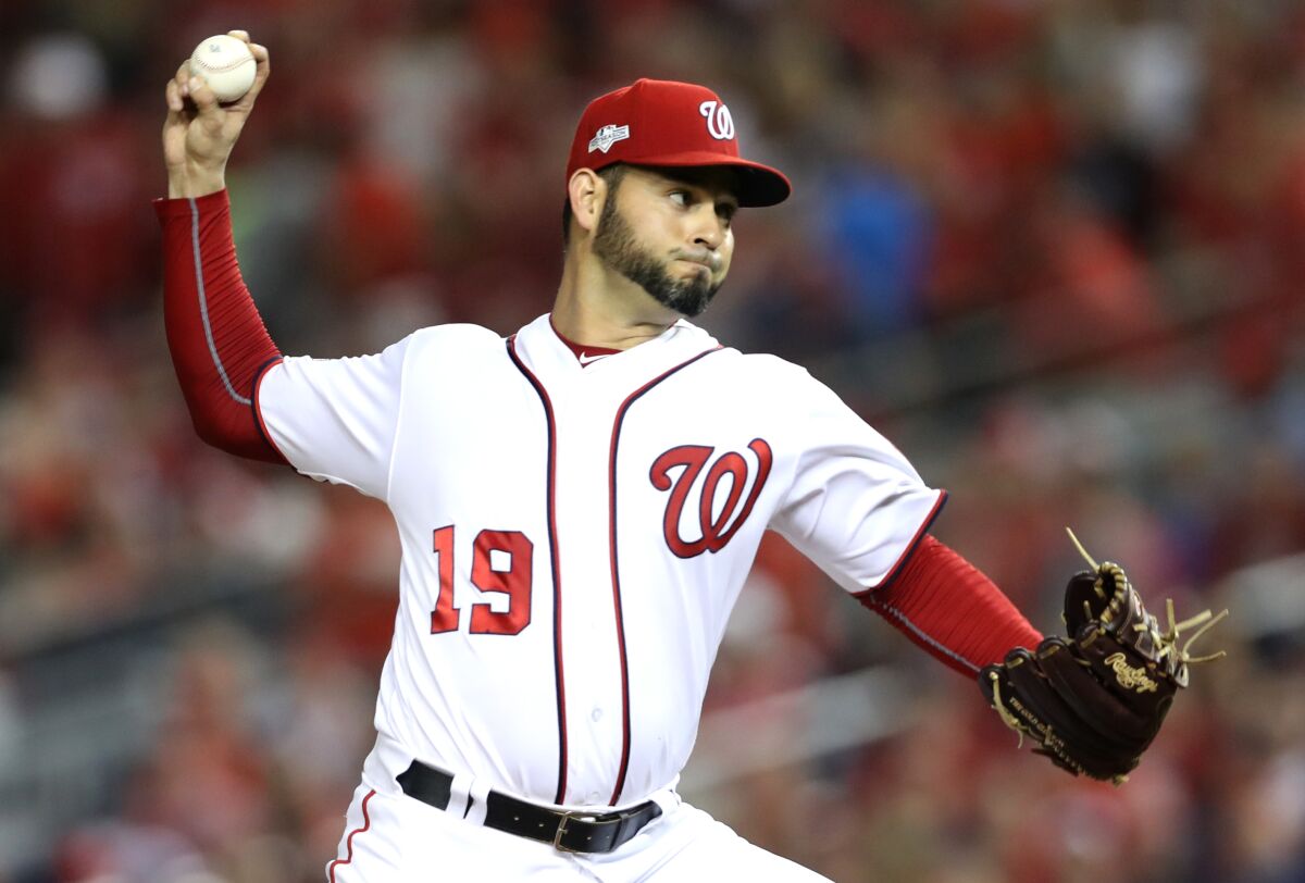 Washington Nationals starter Anibal Sanchez delivers during the first inning of Game 3 of the NLDS.