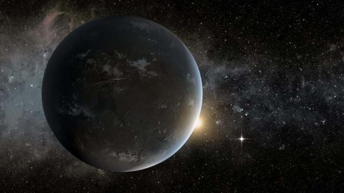 An artist's rendering shows a planet outside the solar system detected by NASA's Kepler spacecraft. The exoplanet-hunter's data has revealed a flickering code in starlight that helps pin down stars' sizes.