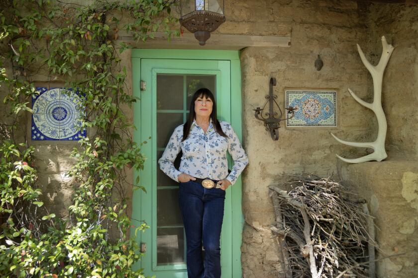THREE RIVERS, CA - APRIL 23, 2019 - Angelica Huston posing for a portrait at her ranch in Three Rivers, California, April 23, 2019. (Ricardo DeAratanha / Los Angeles Times)