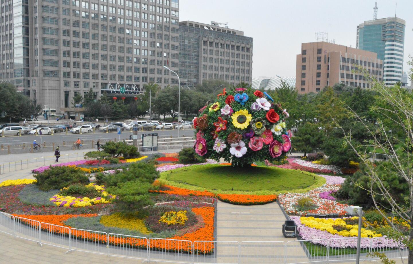 A giant floral display in central Beijing.